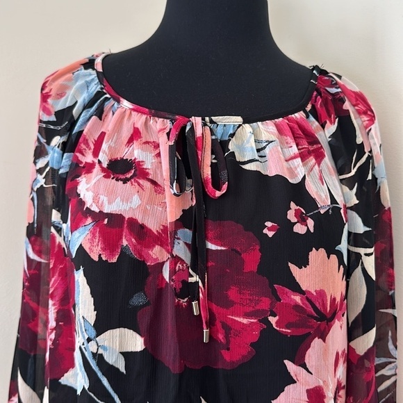 Alyx black with floral long sleeve blouse size large - Picture 6 of 9